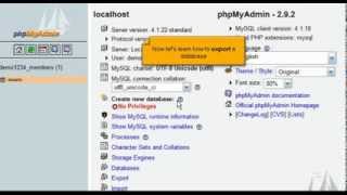 Exporting databases and tables with phpMyAdmin
