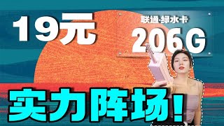 实力阵场！联通【绿水卡】19元月租+206G+100分钟+自主激活+长期可用