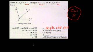 Geometry CH 2 Proof Using Angle Addition Postulate