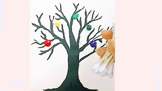 Easy technique to paint a tree🌳|| easy acrylic painting for beginners|| easy drawing|| Uswa artsy