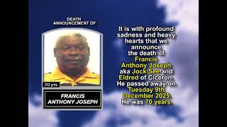 Francis Anthony Joseph ~ Short Obituary