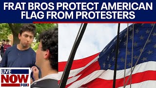 Gaza protests: Frat bros protect American flag from protesters | LiveNOW from FO