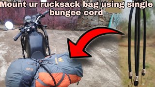 HOW TO MOUNT  RUCKSACK BAG ON HIMALAYAN || how to tie a bag on a bike|| Touring setup for long rides