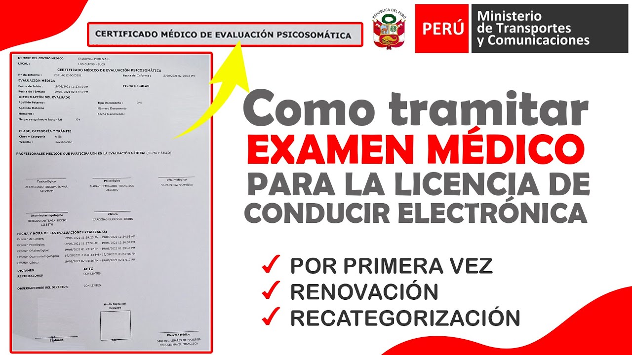 Como Tramitar EXAMEN MEDICO Para LICENCIA DE CONDUCIR ELECTRONICA ...