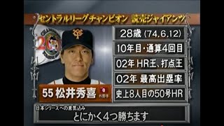 2002年10月26日 巨人－西武 日本シリーズ第１戦【１回裏～２回裏】西武先発松坂に２回まで無得点