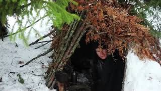 Winter Bushcraft Camp with Survival Shelter