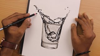 How to Draw a Realistic Glass of Water with Pencil Sketch | Learn to Draw | Sketching Video