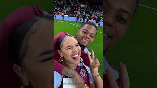 Leon Bailey and his GF celebrate Champions League Football with Aston Villa 🇯🇲❤️