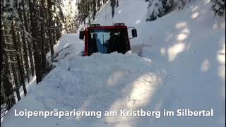 Loipenpräparierung am Kristberg im Silbertal, dem Genießerberg im Montafon