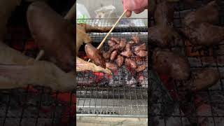 男のBBQで鳥のハートをつまみにしビールをガブ飲み！！