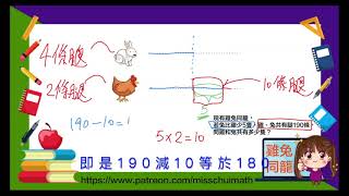 雞兔同籠 Miss Chui MATH 奧數數學 Patreon 奧數教學, 數學精英培訓, 補習, 學習 片段及華夏盃、港澳盃等奧數比賽預備課堂 奧數精選課題簡介