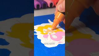Drawing Princess Peach on a CARD with Posca Markers! #shorts