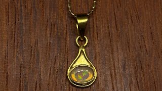 Color Burst Welo Ethiopian Crystal Opal 18k Gold Pendant Necklace Setting