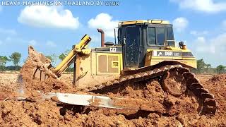 รถแรงทำงานสมน้ำสมเนื้อ CAT D6R LGP แทรกเตอร์ตีนตะขาบ ขุนดันงานบึง หอบดินมาเต็มอุ้มเห็นแล้วชื่นใจ