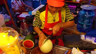 $1 Fruit Juice Heaven! Fresh Fruit Juices \u0026 Smoothies | Cambodian Street Food in Poipet City