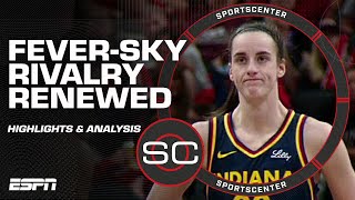 Caitlin Clark reacts to Chennedy Carter hard foul in Fever's FIRST home win over Sky | SportsCenter
