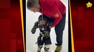 Alex Ovechkin takes his young son, Sergei, on arena ice for the first time to hone his hockey skills