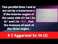 Two parallel lines l and m are cut by a transverse t. If the interior angles of the same side of  ..