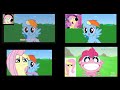 Fluttershy reacts to Smile HD (quadparison)