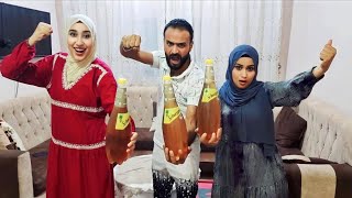 تحدى الأقوياء💪شرب 6لتر شويبس اناناس🍺والعقاب شمه فى المناخير🤧يالهوي ع ال حصل فينا🙆