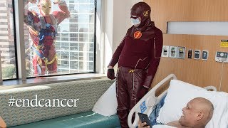 Superheroes surprise pediatric cancer patients