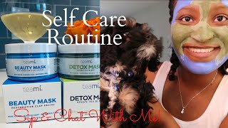 SELF CARE ROUTINE | TEAMI BLENDS Detox Mask + Skin Care On A BUDGET!?