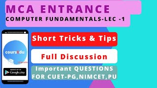 Computer Fundamentals |Lecture-1|Target NIMCET,CUET PG,VIT,PU|Must Watch|