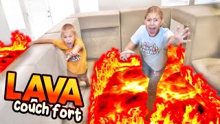 Escape Lava Couch Fort With 100 Mystery Buttons!