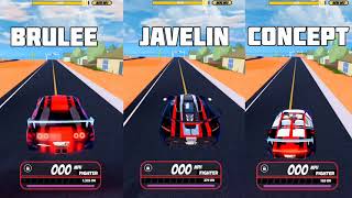 Brulee VS Javelin VS Concept 2023 Fastest Speed Test in Roblox Jailbreak