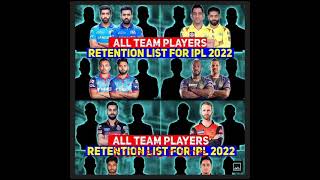 IPL 2022 Final Retained Players List status | Mi KKR CSK DC Player Retained list status|#ipl2022