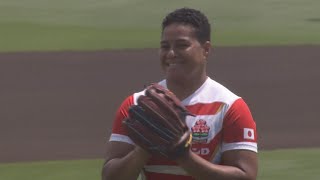 【2021/06/13】E-T 始球式 女子ラグビー日本代表 マテイトンガ選手