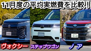 【11月度】新型ステップワゴン、新型ヴォクシーの平均実燃費が◯◯km/L！ライバル車ミニバンの燃費差は！