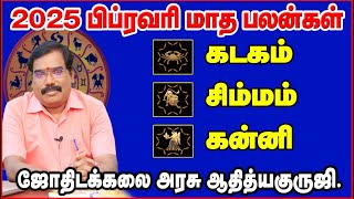 2025: FEB_MONTHLY PREDICTION(CANCER to VIRGO)-பிப்ரவரி மாத பலன்கள்.#adityaguruji #monthlypredictions