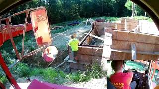 Concrete Mixer Pours a Small House Foundation Concrete Pour with Some Tricky Spots