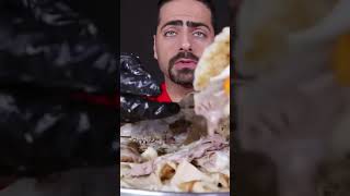 موكبانغ الباجة العراقية الآصيلة رأس باجة مع الخبز ولبن والبصل شي رهيب Iraqi Beja Mukbang #Shorts