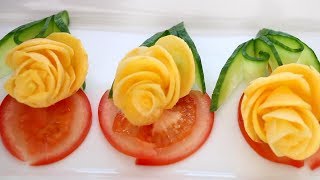 How To Make Carrot Rose Flower | Fruit Vegetable Carving Garnish & Cutting Tricks