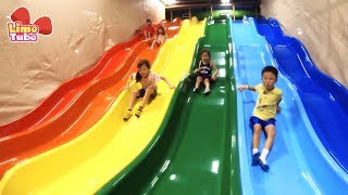 무지개색 미끄럼틀 100번타기 |미국의 빌리비즈 키즈카페 장난감 놀이indoor playground LimeTube toy review