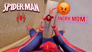 SPIDER-MAN HAS SUPER POWERS AND CAN'T BE CAUGHT BY HIS TOTALLY CRAZY MOM (Super Funny ParkourPOV)