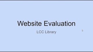 LCC Library: Website Evaluation