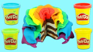 How to Make Beautiful Rainbow Play Doh Chocolate Rose Cake | Fun & Easy DIY Play Dough Art!