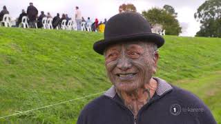 Tame Iti uses a chair to make a statement to iwi chair