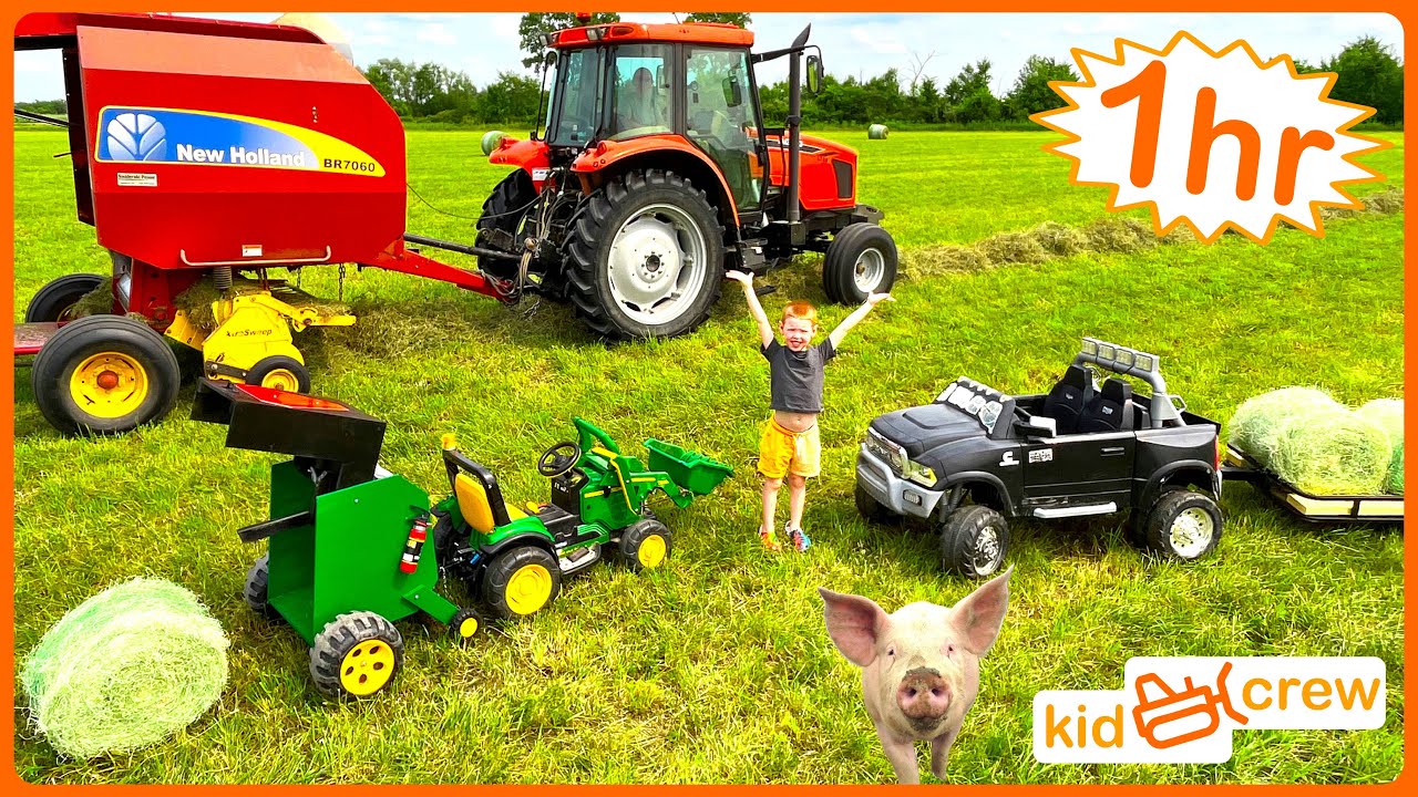 Farm Compilation With Kids Ride On Tractor Trucks Real Tractors