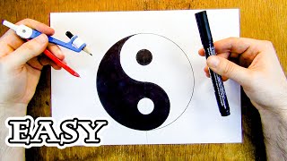 How To Draw A Perfect Symmetrical Yin And Yang Easily - Easy Method To Draw Yin Yang Symbol