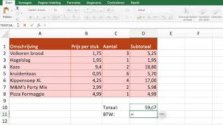 Excel - BTW uitrekenen