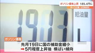 ガソリン価格さらに5円程度値上がりへ　大分県は185.4円　1年3か月ぶり185円超え