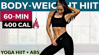 60-MIN METABOLIC HIIT WORKOUT (low-impact high-calorie burn bodyweight yoga HIIT, weight loss + abs)