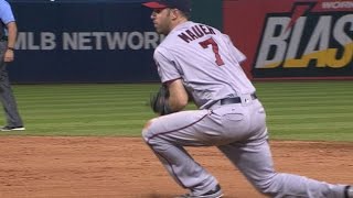 MIN@CLE: Mauer tallies two hits, flashes leather