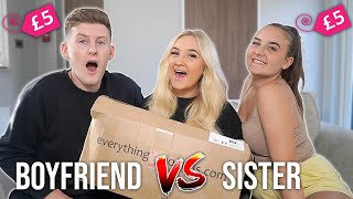 BOYFRIEND VS SISTER EVERYTHING 5 POUNDS OUTFIT CHALLENGE!!