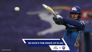 De Kock’s leads the way with 53 (36) vs DC