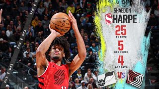 Shaedon Sharpe Highlights | 25 PTS | Portland Trail Blazers at Utah Jazz